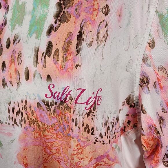 Salt Life Womens Uvapor Shirt Large Multi Palm Tree Print SLX Performance Beach - Picture 6 of 10
